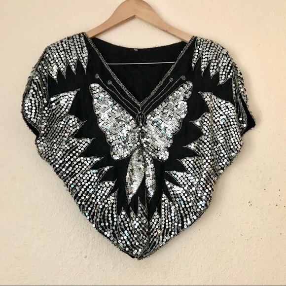 Vintage Sequin Butterfly Top - Picture 1 of 7
